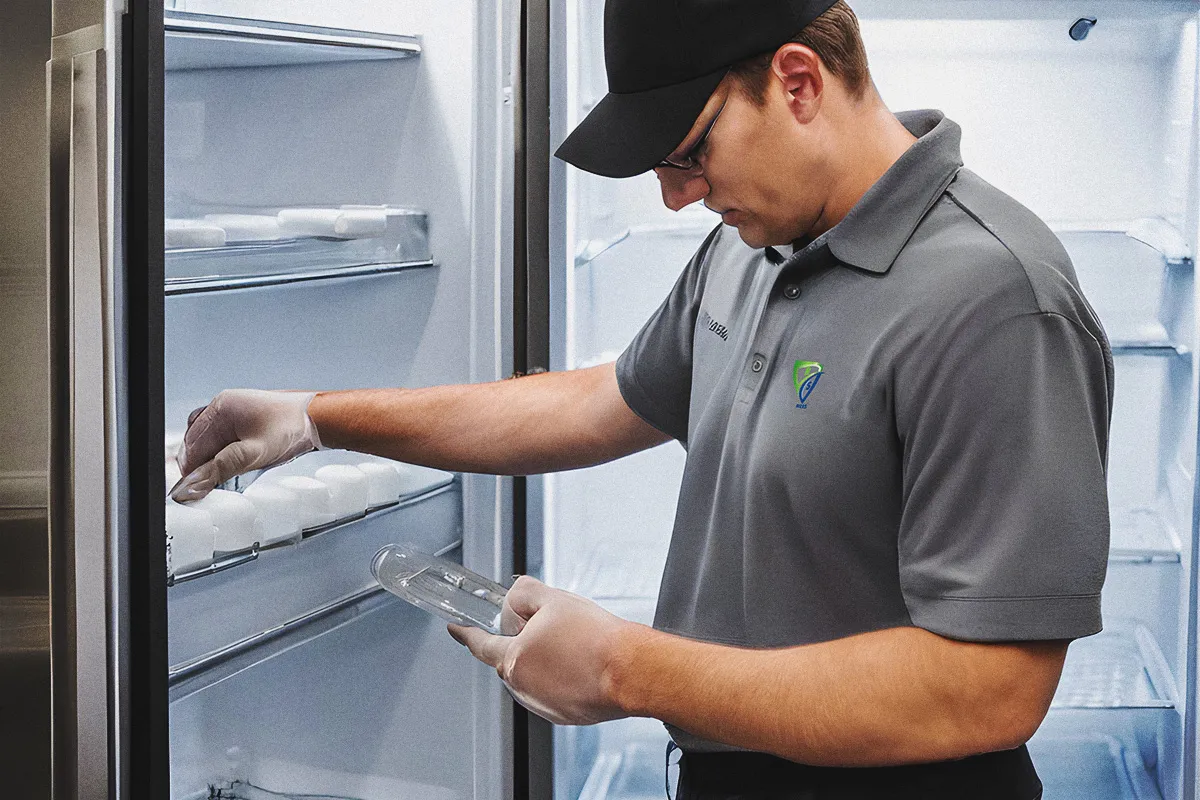 Rees worker servicing cold storage